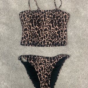 Brand New- Pink Lily Small bikini, leopard print. Size Small
